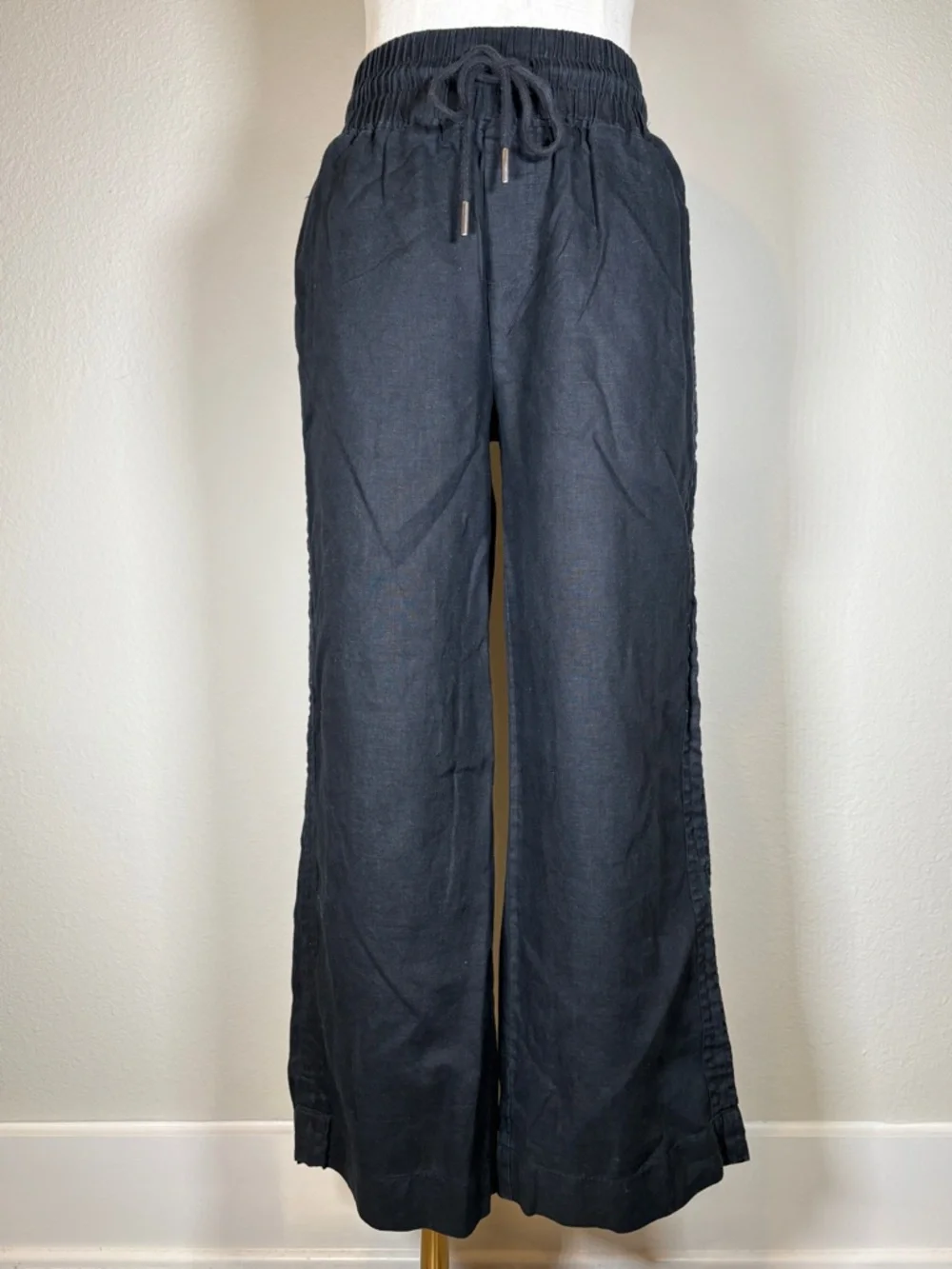 Quince Black 100% European Linen Wide-Leg Pants Size Small - Picture 2 of 9